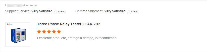 Colombia Customer Praise Our Three Phase Relay Tester Is An Excelent Prodcuct